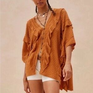 Free People FP Beach Rust Ruffle Flora Tunic M/L